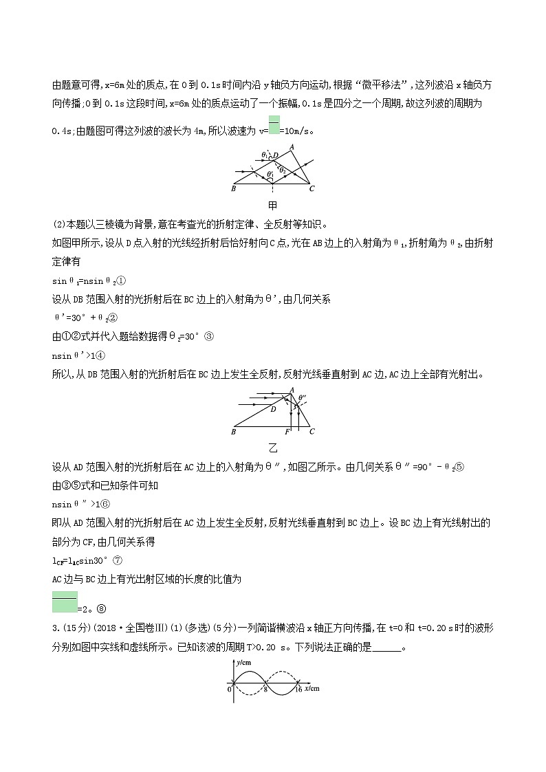 人教版高考物理二轮复习专题能力训练17机械振动与机械波光学含答案第3页