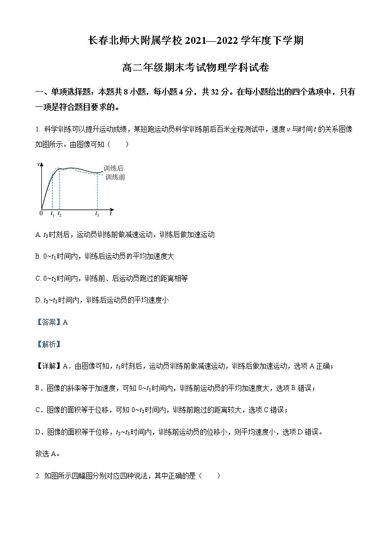 2021-2022学年吉林省长春市博硕学校（原北师大长春附属学校）高二（下）期末物理含答案 试卷01