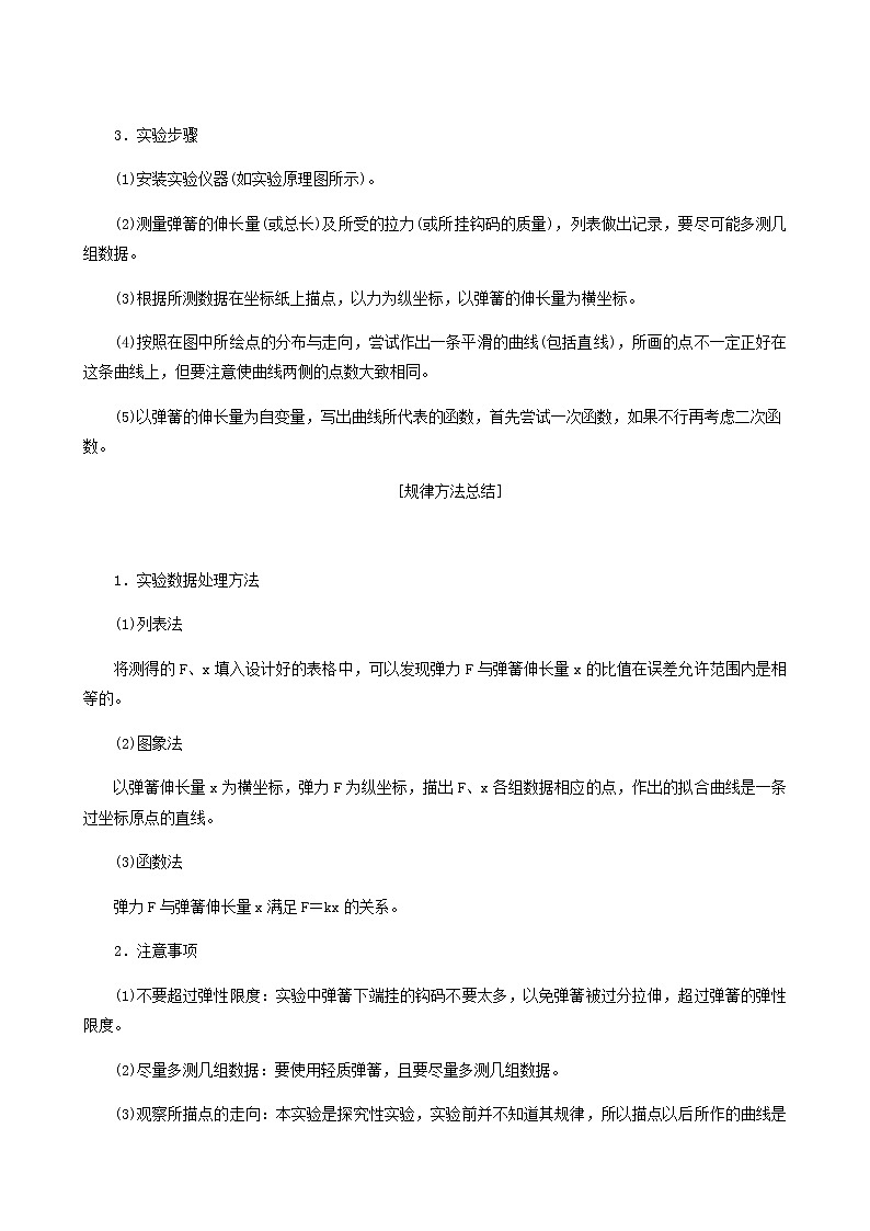 人教版高考物理一轮复习第2章相互作用实验2探究弹簧弹力与形变量的关系学案含答案第2页