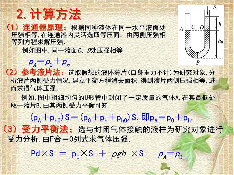 2022-2023年高考物理一轮复习 密闭气体压强的计算课件05