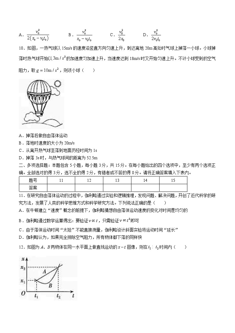 山西省太原市2022-2023学年高一上学期期中质量监测物理试题（含答案）第3页