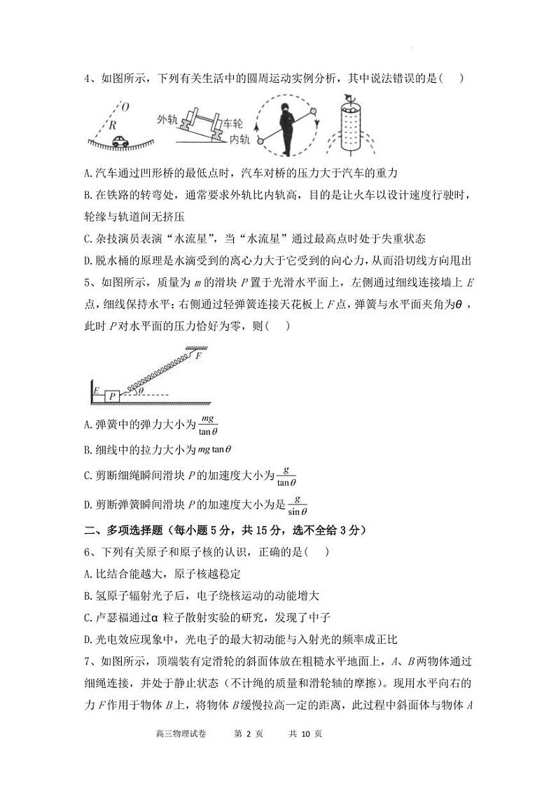 2022-2023学年天津市八校联考高三上学期期中考试物理试题 PDF版第2页