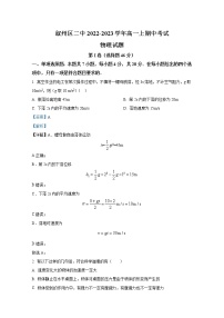 四川省宜宾市叙州区第二中学2022-2023学年高一物理上学期期中试卷（Word版附解析）