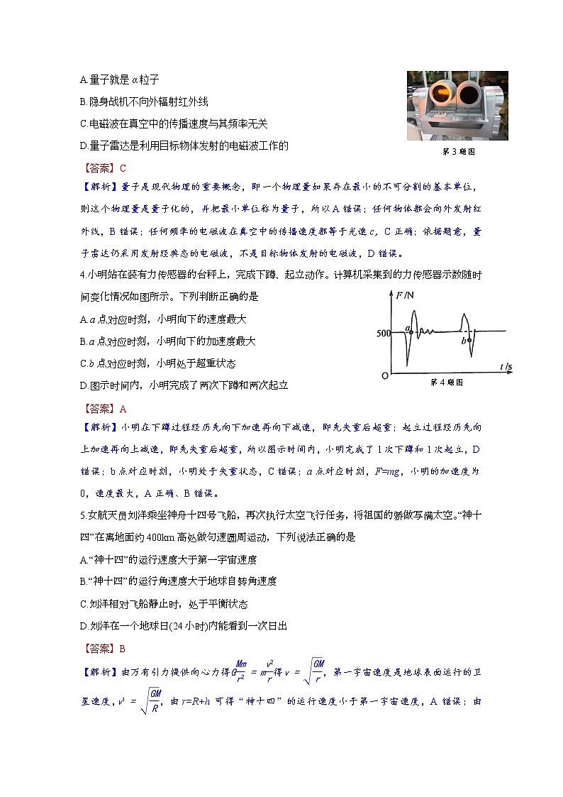 浙江省绍兴市2023届高三物理上学期一模试题（Word版附解析）第2页