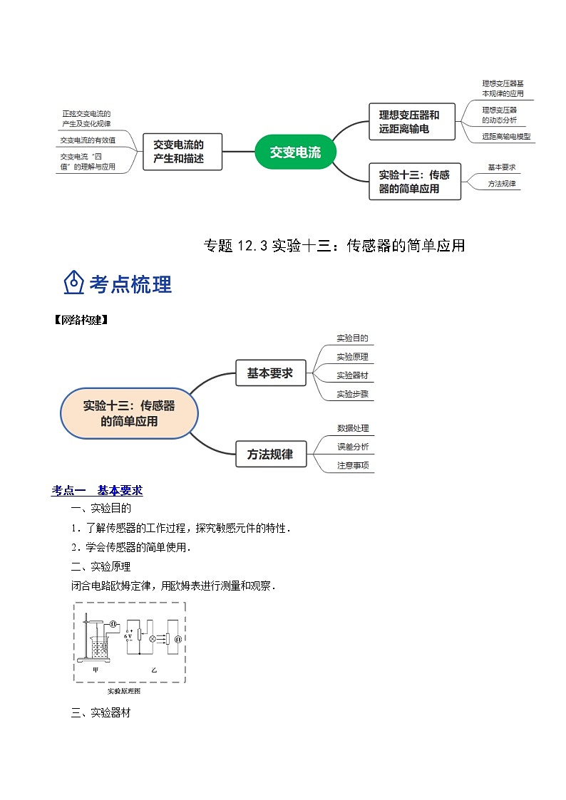 【备战2023高考】物理总复习——12.3《实验十三：传感器的简单应用》讲义（全国通用）02