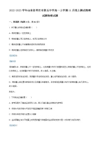 2022-2023学年山东省枣庄市第五中学高一上学期11月线上测试物理试题含解析