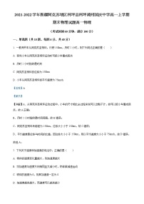 2021-2022学年新疆阿克苏地区柯坪县柯坪湖州国庆中学高一上学期期末物理试题含解析