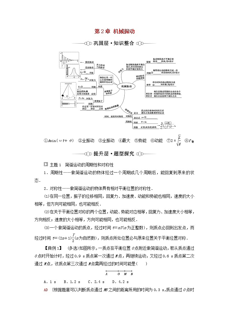 粤教版高中物理选择性必修第一册第2章机械振动章末综合提升学案01