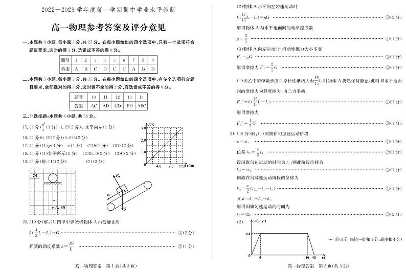 22级高一物理-答案第1页