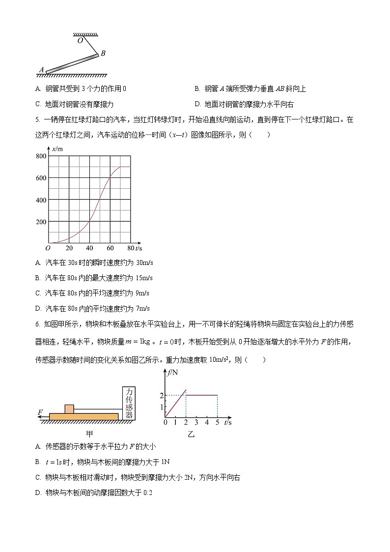 2022-2023学年山东省潍坊安丘市高一上学期期中考试 物理02