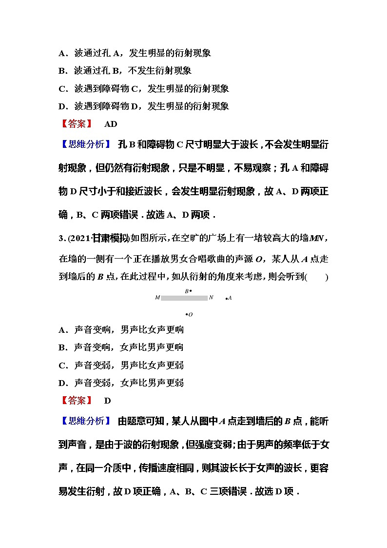 2023一轮复习课后速练33 7.3  机械波的干涉、衍射和多普勒效应02