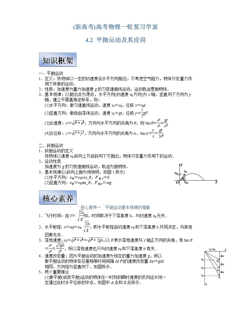 (新高考)高考物理一轮复习学案4.2《平抛运动及其应用》(含解析)第1页