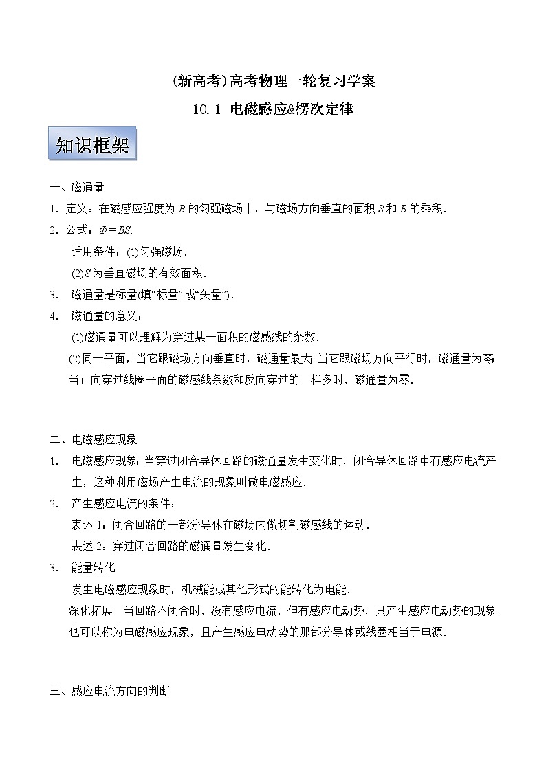 (新高考)高考物理一轮复习学案10.1《电磁感应&楞次定律》(含解析)第1页
