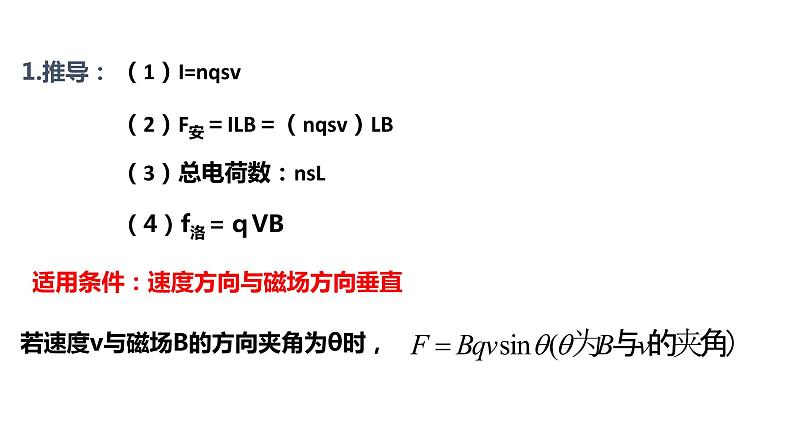 人教版选修二 1.2 磁场对运动电荷的作用力 课件06