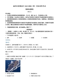 2023温州高三上学期11月第一次适应性考试（一模）物理含解析