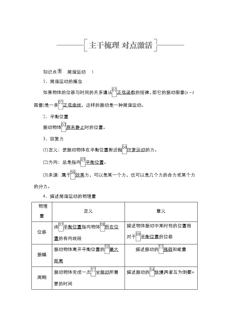 (新高考)高考物理一轮复习教案第12章第1讲《机械振动》(含详解)02