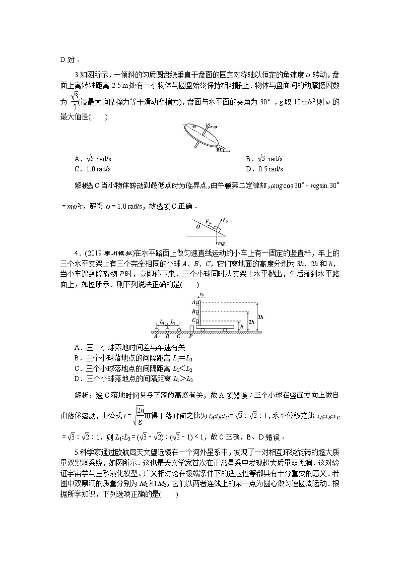 高考物理一轮复习巩固提升第4章章末过关检测(四) (含解析)02