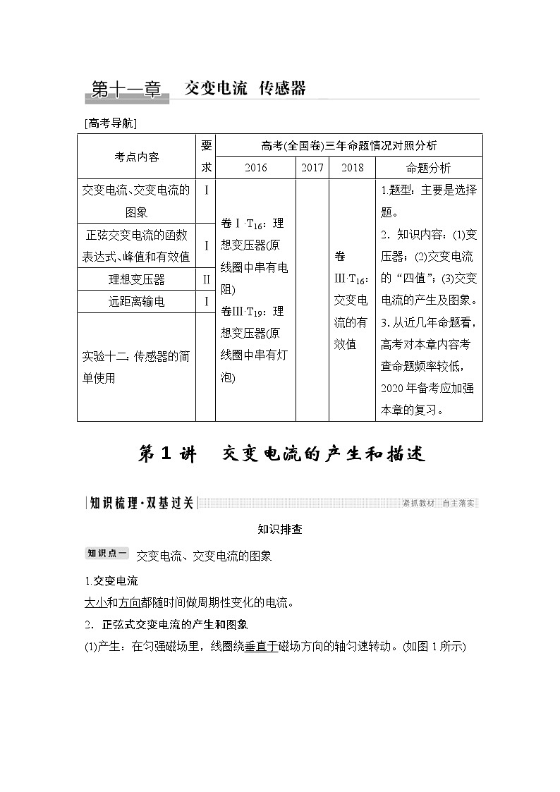 (全国版)高考物理一轮复习课时练习选修3-2 第十一章 第1讲 (含解析)第1页