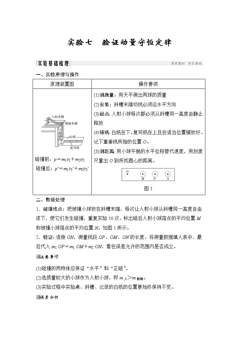 (全国版)高考物理一轮复习课时练习选修3-5 第六章 实验七 (含解析)第1页
