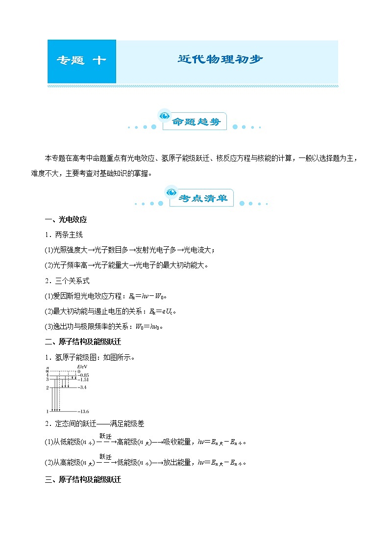 (新高考物理)高考二轮复习专题十 近代物理初步(解析版)01