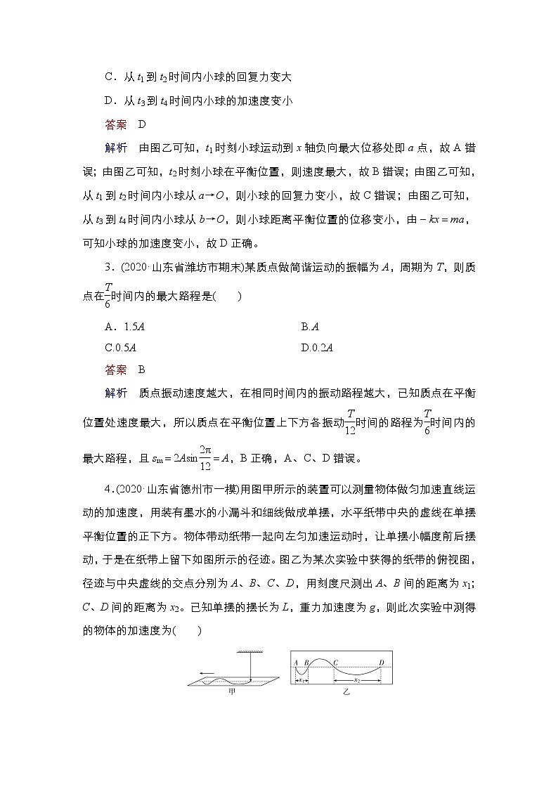(新高考)高考物理一轮复习课时作业第12章第1讲《机械振动》(含解析)第2页
