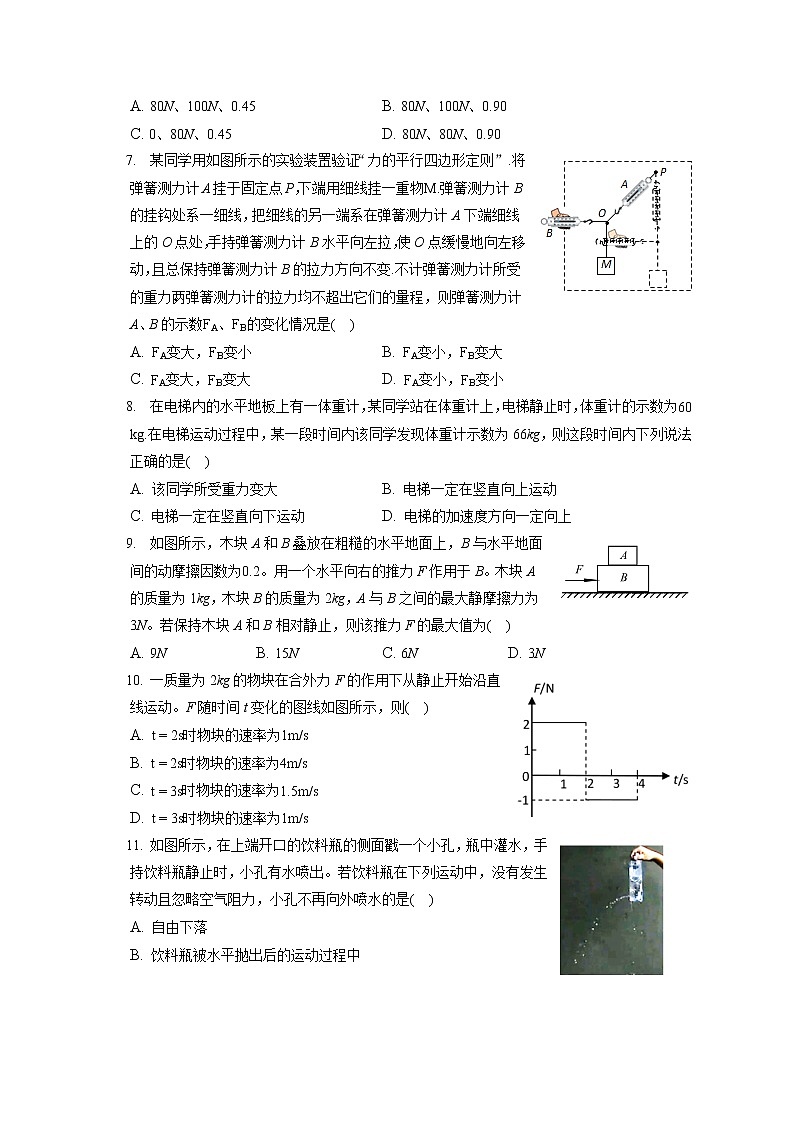 2021-2022学年北京市延庆区高一（上）期末物理试卷（含答案解析）第2页
