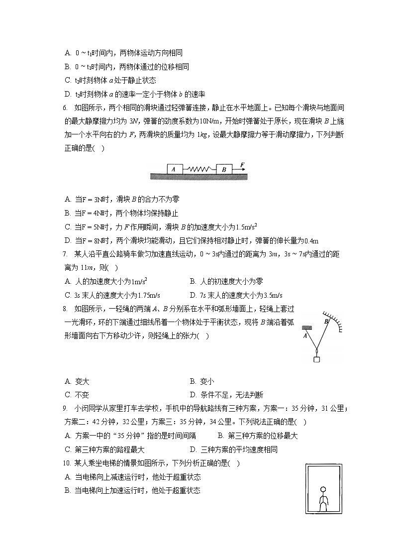 2021-2022学年吉林省白山市高一（上）期末物理试卷（含答案解析）第2页