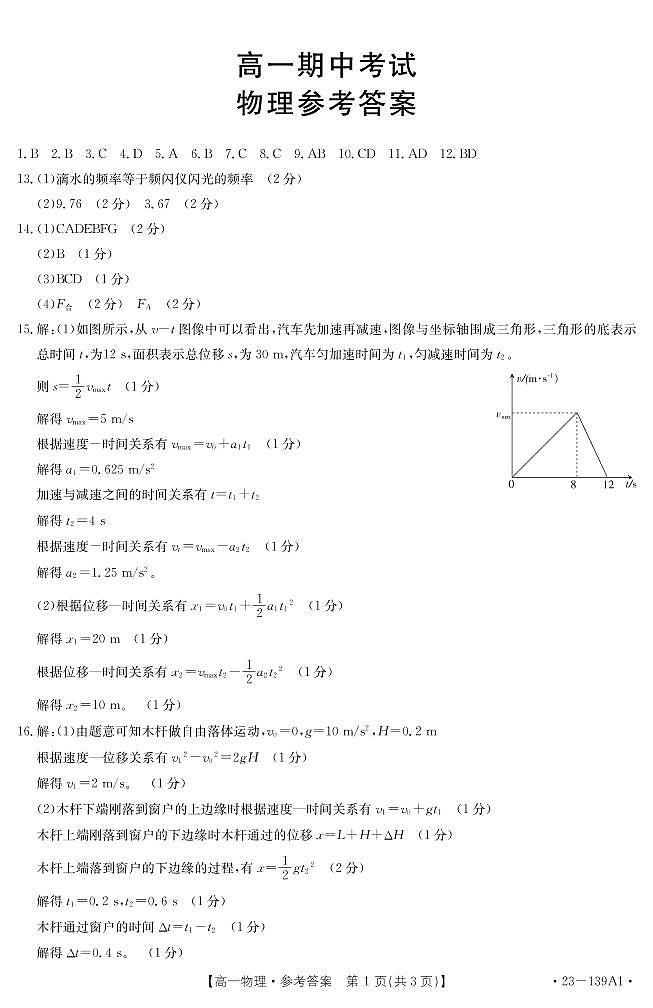 物理139A1答案第1页