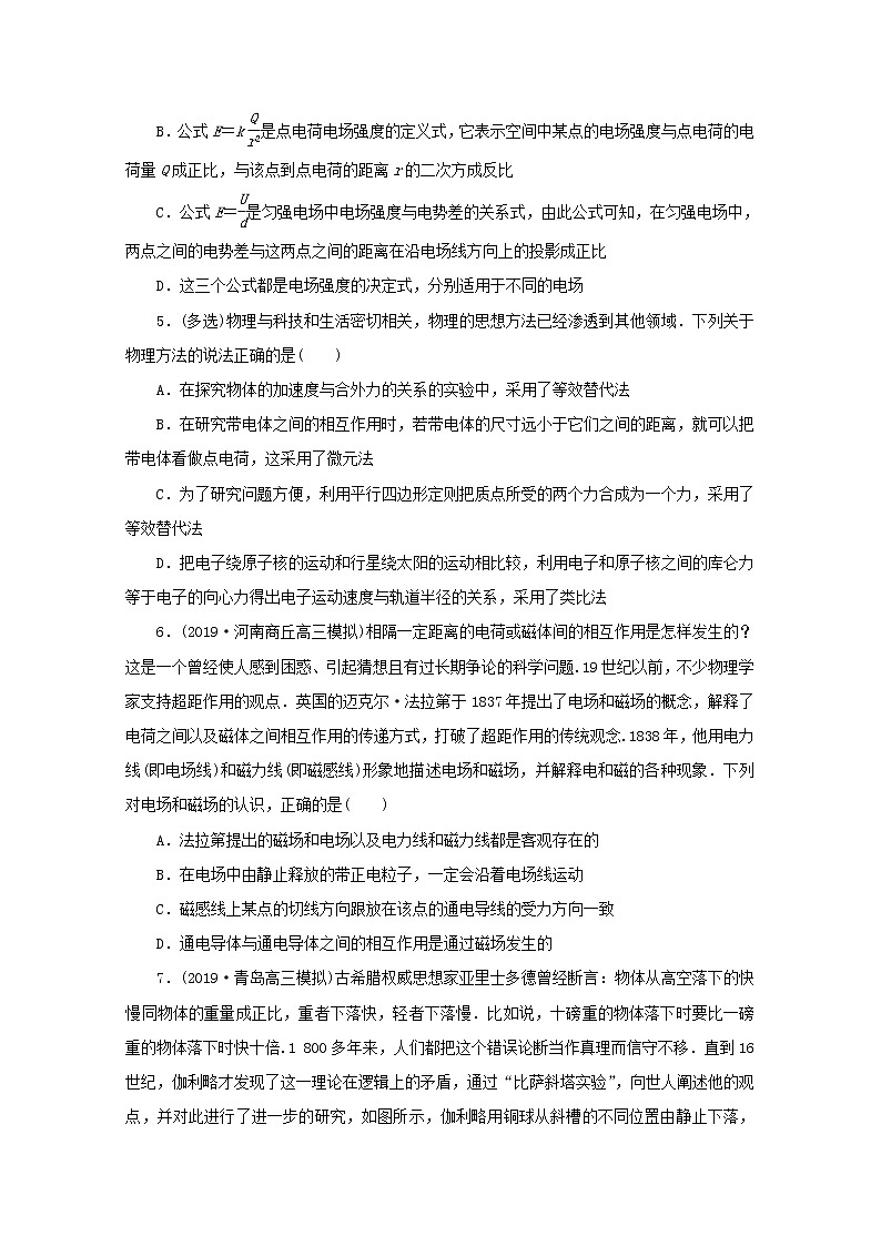 高考物理三轮冲刺复习选择题1物理学史及物理方法(含解析)02