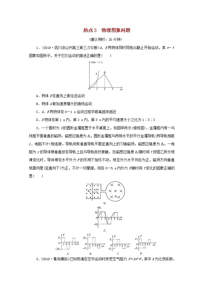 高考物理三轮冲刺复习选择题3物理图象问题(含解析)第1页