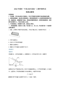 重庆市第一中学2022-2023学年高一物理上学期期中考试试题（Word版附解析）