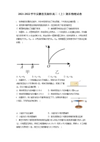 2021-2022学年安徽省芜湖市高二（上）期末物理试卷（含答案解析）