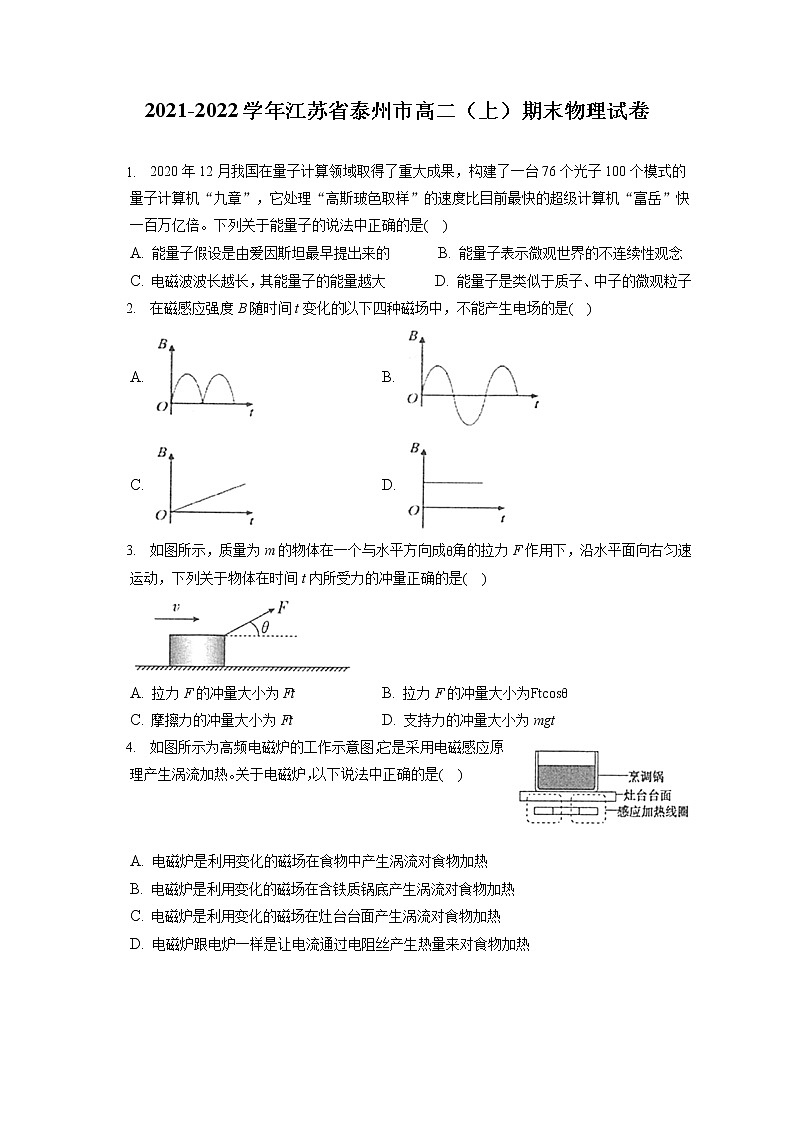 2021-2022学年江苏省泰州市高二（上）期末物理试卷（含答案解析）01