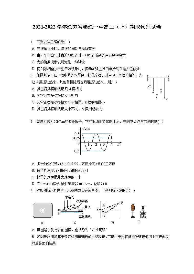 2021-2022学年江苏省镇江一中高二（上）期末物理试卷（含答案解析）01