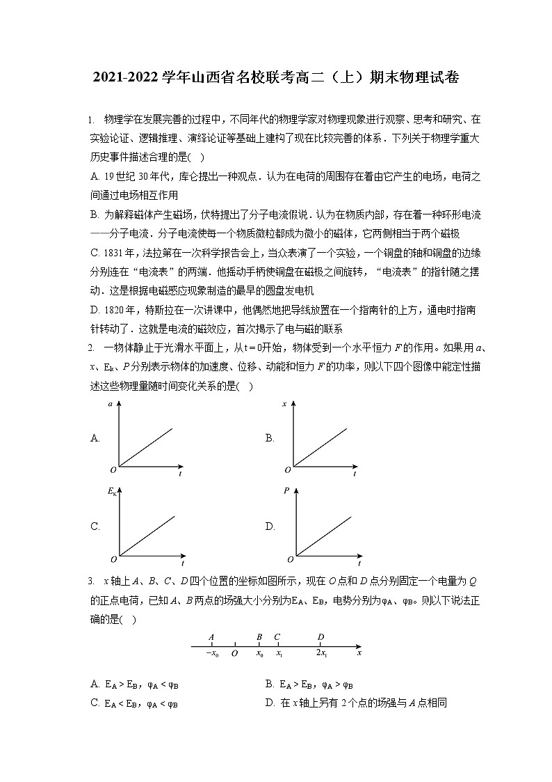 2021-2022学年山西省名校联考高二（上）期末物理试卷（含答案解析）01