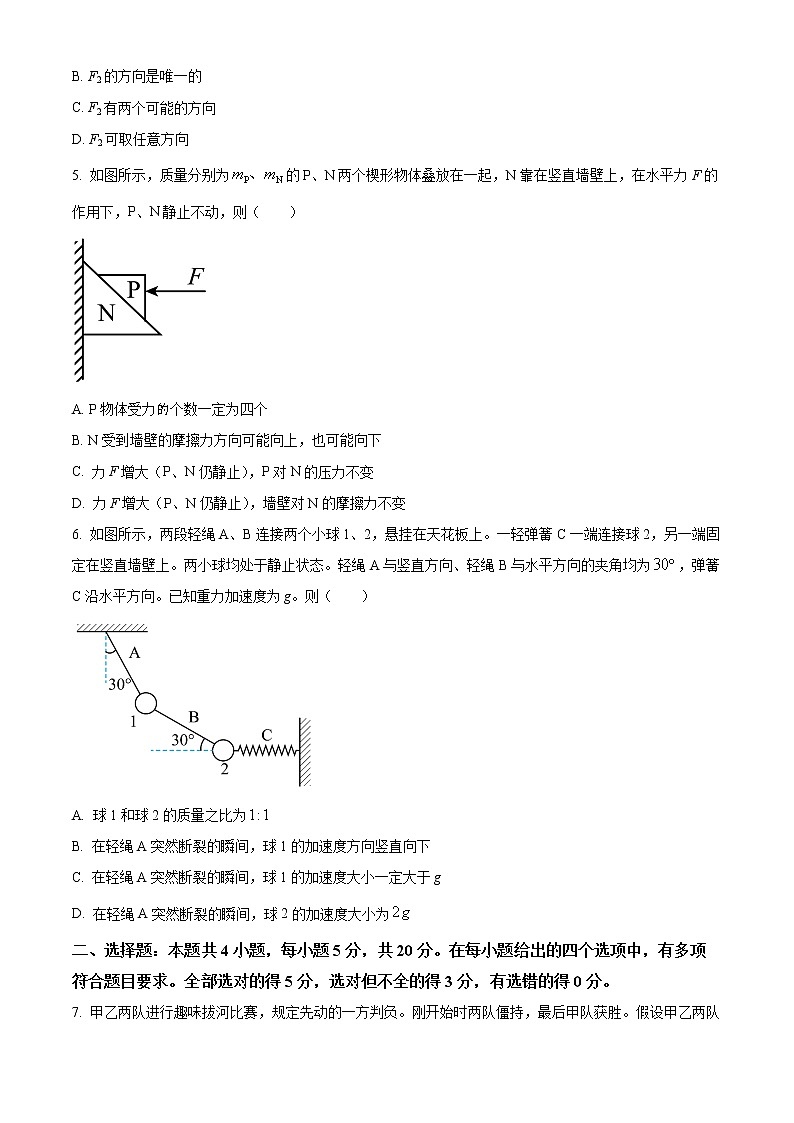 2023邵阳二中高一上学期期中考试物理试题含解析02