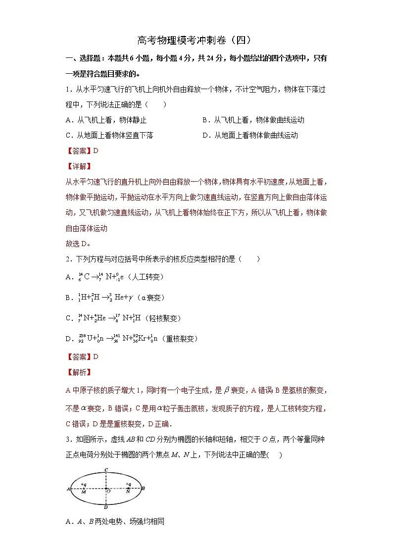 卷4-高考物理模考冲刺卷（新高考湖南专用）（解析版）第1页