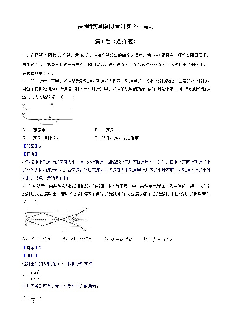 卷4-高考物理模拟考冲刺卷 (新高考辽宁专用) (解析版）第1页