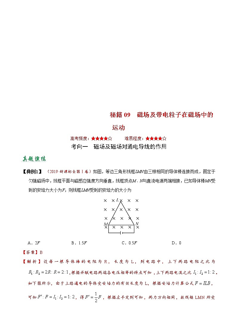 (通用版)高考物理二轮专题复习09 磁场及带电粒子在磁场中的运动(解析版)第1页