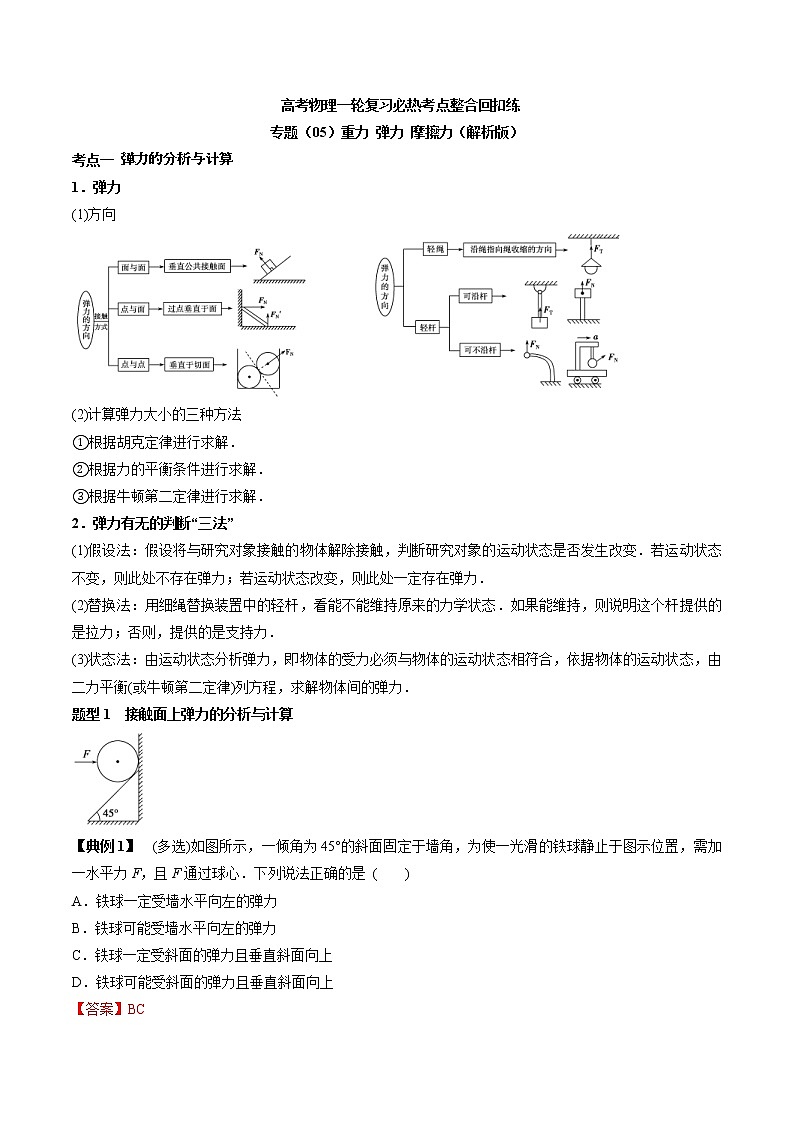 高考物理 一轮复习  考点整合练习专题（05）重力 弹力 摩擦力（2份打包，解析版+原卷版，可预览）01