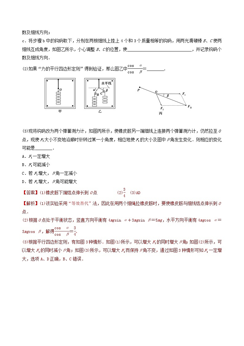 高考物理 一轮复习  考点整合练习专题（09）实验三 验证力的平行四边形定则（解析版）第3页