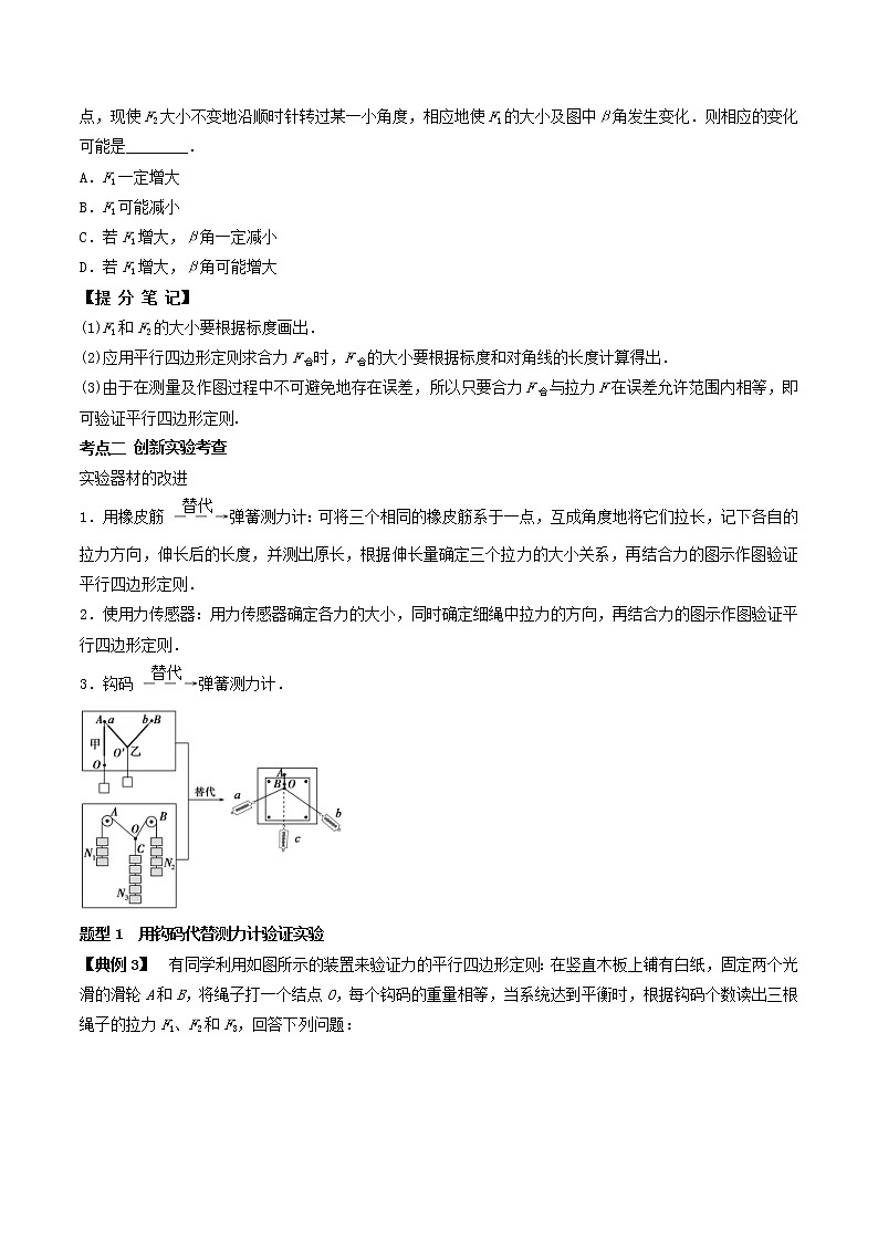 高考物理 一轮复习  考点整合练习专题（09）实验三 验证力的平行四边形定则（原卷版）第3页