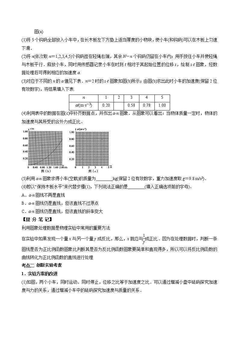 高考物理 一轮复习  考点整合练习专题（14）实验四 验证牛顿运动定律（2份打包，解析版+原卷版，可预览）02