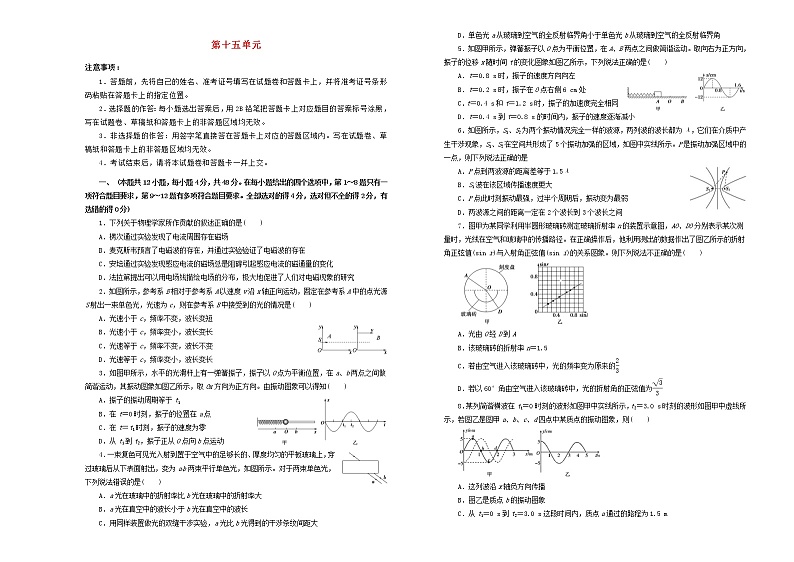 高考物理一轮复习单元训练卷第十五单元波与相对论B卷(含解析)第1页