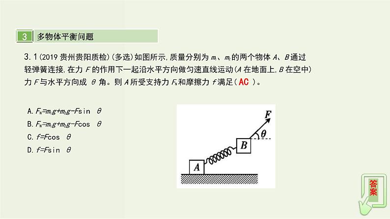 高考物理一轮复习课件第二单元相互作用第3讲受力分析共点力的平衡 (含解析)07