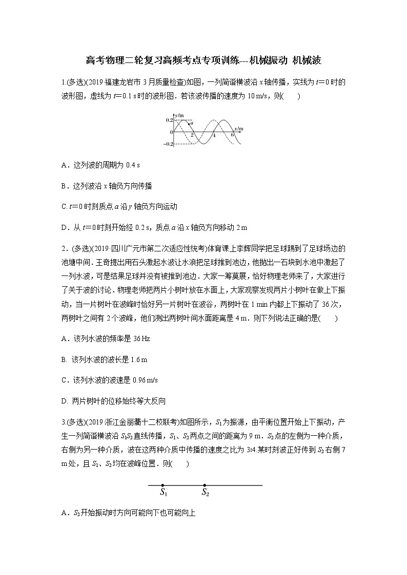 高考物理二轮复习高频考点专项训练---机械振动 机械波（原卷版）第1页
