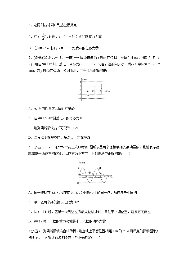 高考物理二轮复习高频考点专项训练---机械振动 机械波（原卷版）第3页