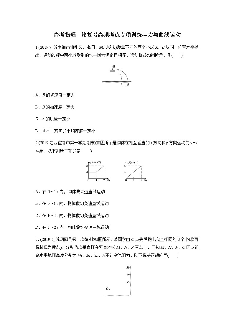 高考物理二轮复习高频考点专项训练---力与曲线运动（原卷版）第1页