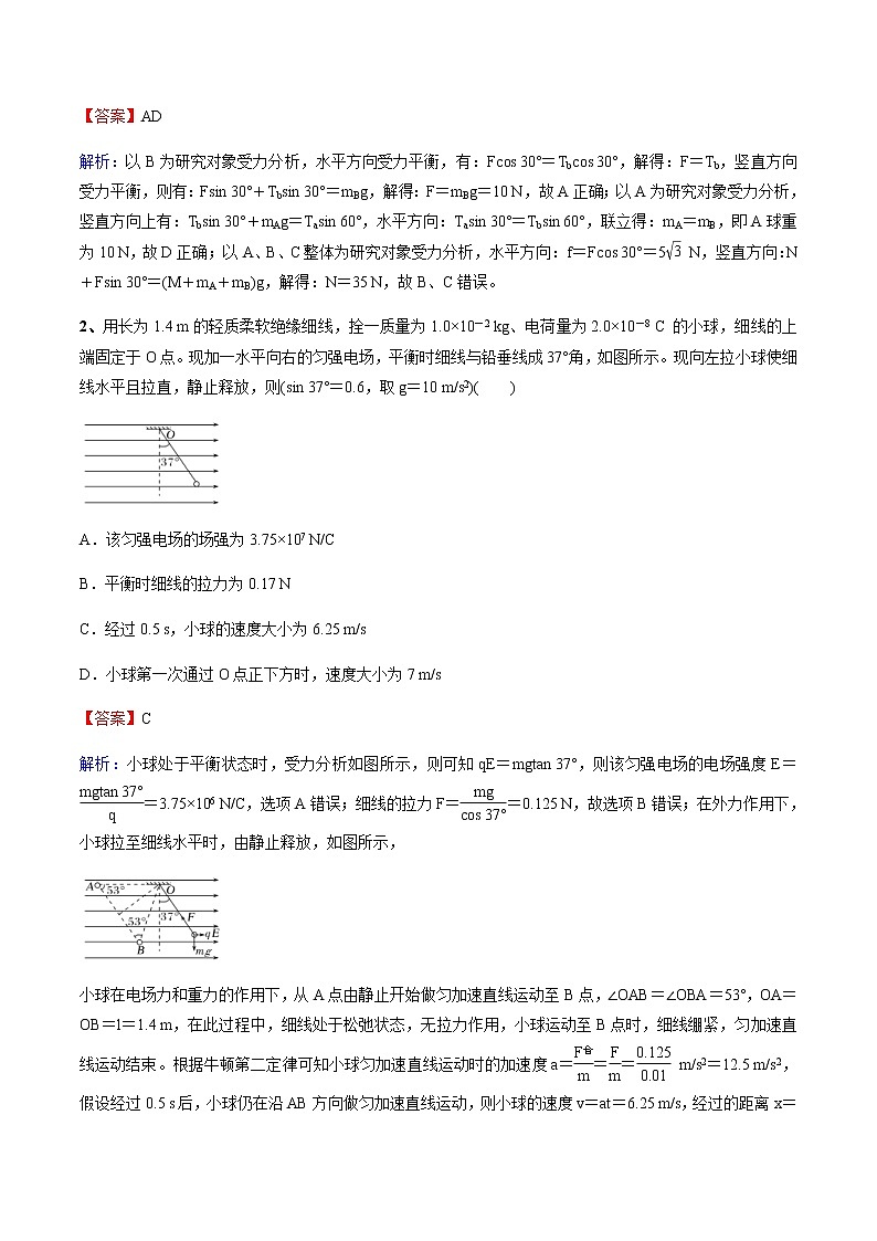 高考物理二轮复习考点练习专题（01）力与物体的平衡(2份打包，解析版+原卷版，可预览)02