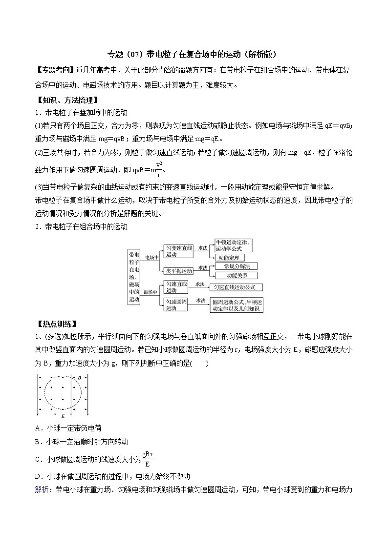 高考物理二轮复习考点练习专题（07）带电粒子在复合场中的运动（解析版）第1页